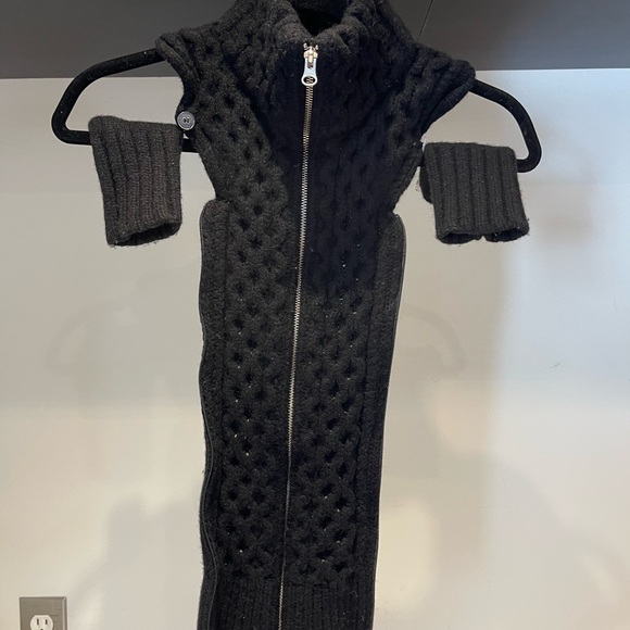 $378 Veronica Beard Black Upstate Cable Knit Wool Dickey & cuffs set Rare - Picture 6 of 8